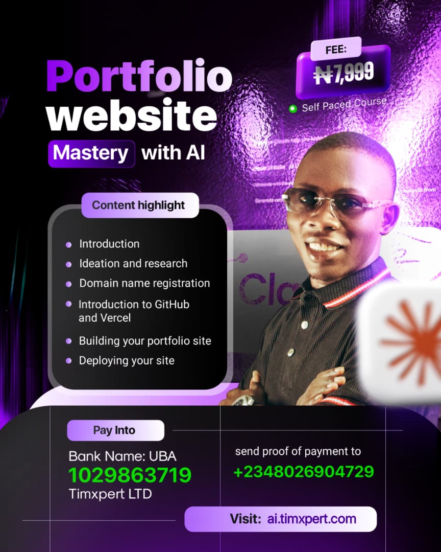 Portfolio Website Mastery Course Flyer